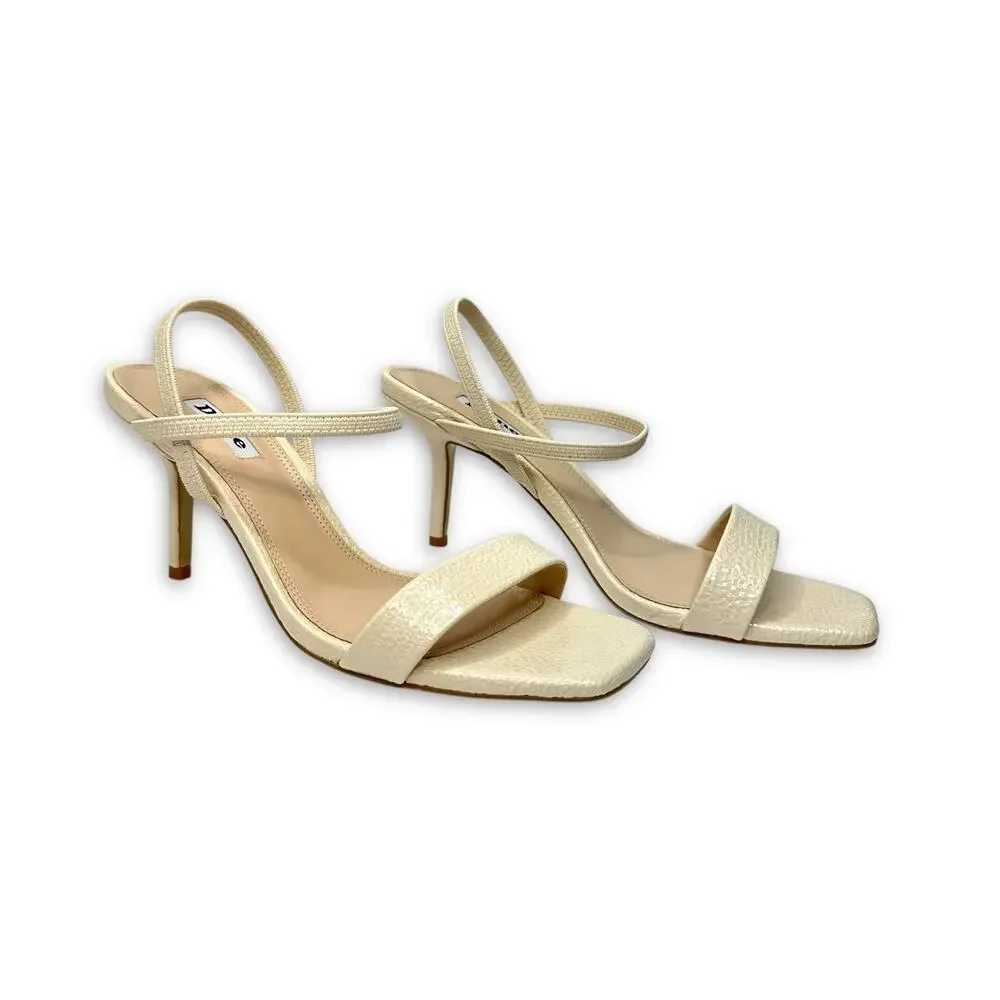 Dune London Methodical Ankle Strap Sandal 40 US 10 Ecru Neutral Reptile Heels